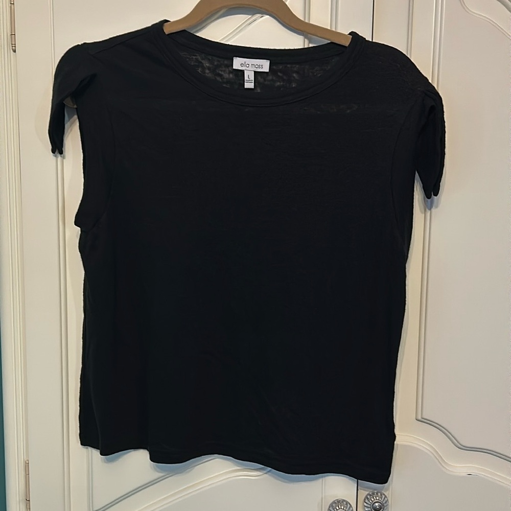 Ella Moss Black Tank Top with decorative sleeve Women’s Large